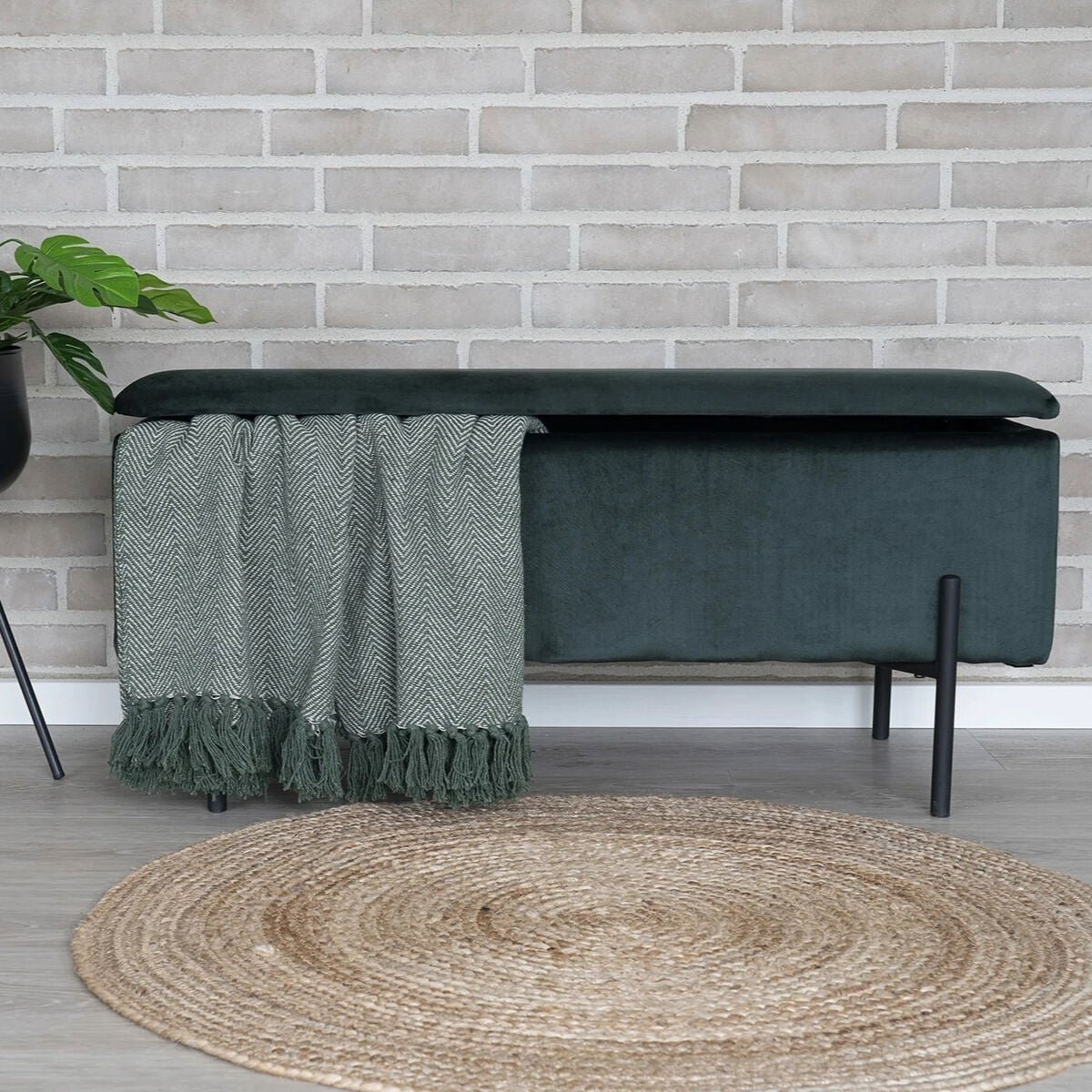 House Nordic Watford penkki säilytystilalla samettinen vihreä