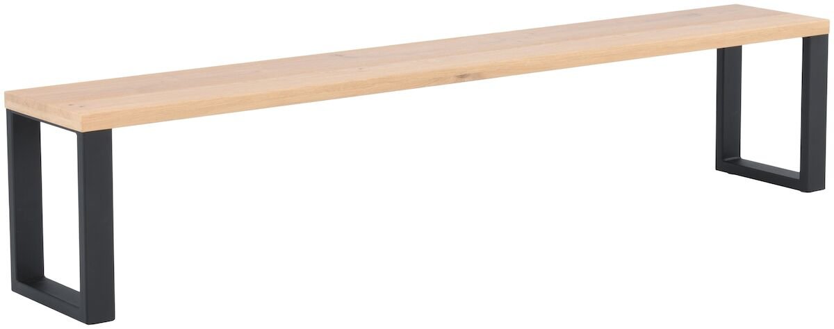 Pujo penkki 35x216 cm lakattu tammi A-laatu/musta pulverimaalattu jalka