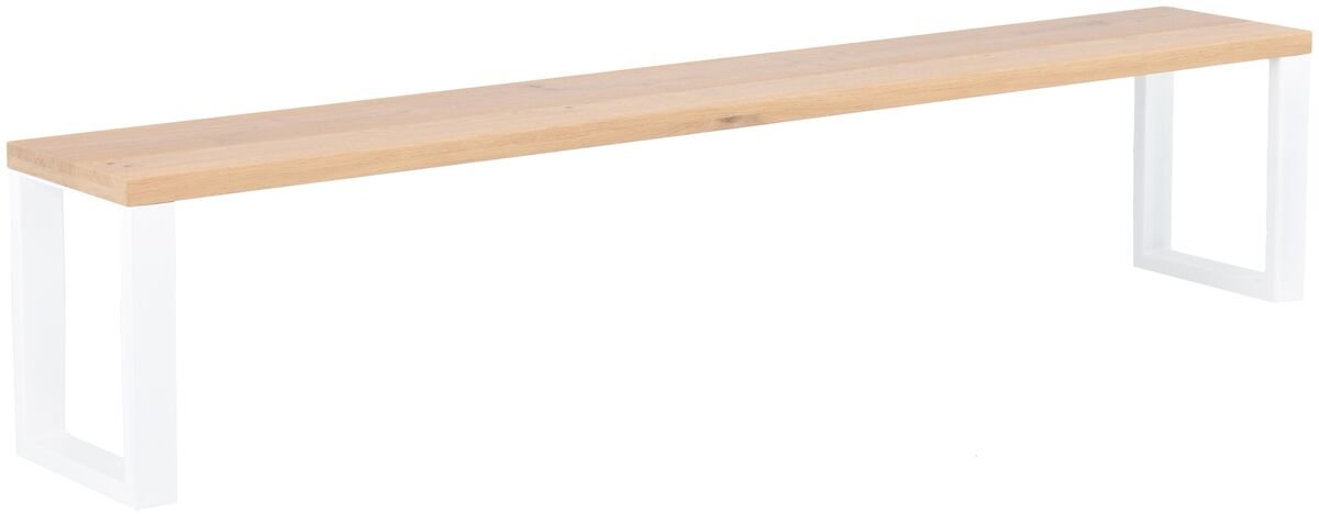 Pujo penkki 35x216 cm lakattu tammi A-laatu/valkoinen pulverimaalattu jalk