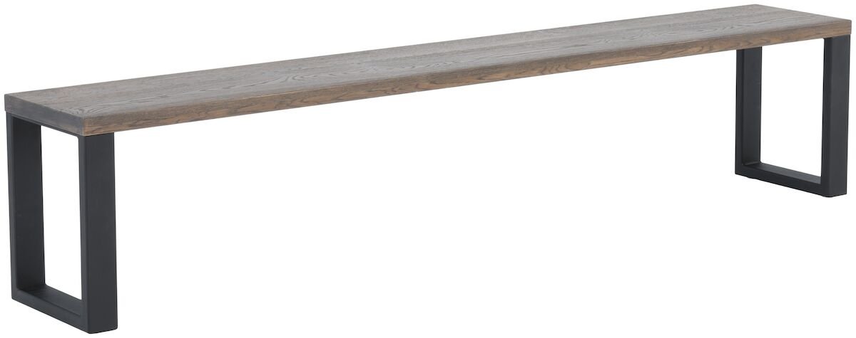 Pujo penkki 35x216 cm savunharmaa lakattu tammi A-laatu/musta pulverimaala