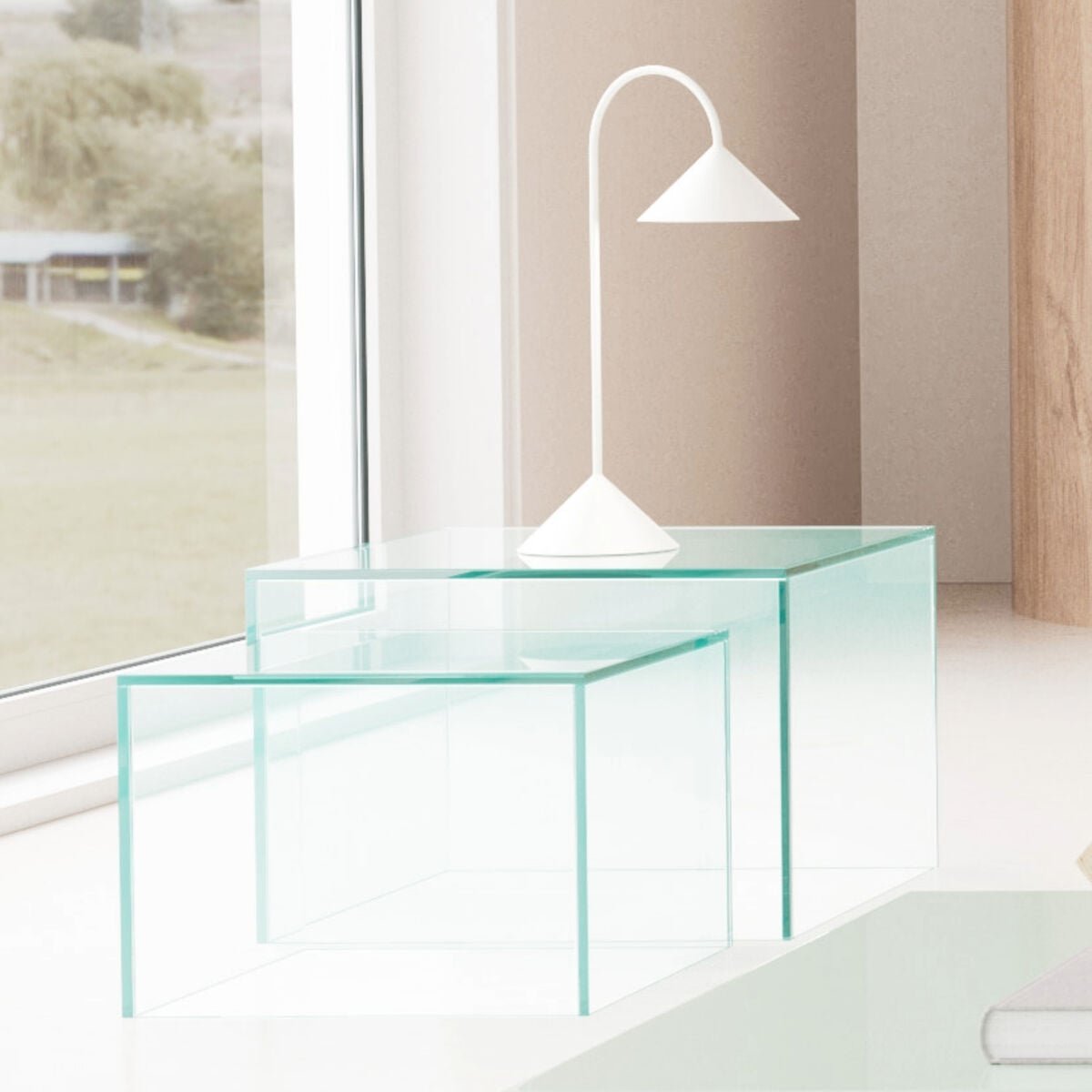 Dice 2-osainen lasinen sarjapöytä kirkas