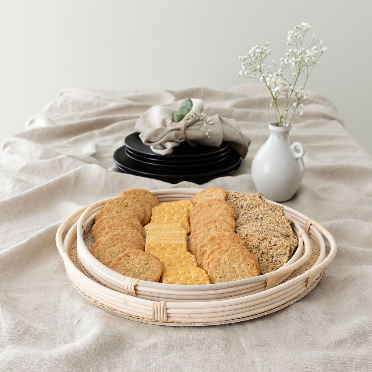 4Living Dreamy tarjotin pyöreä 2 kpl luonnonväri