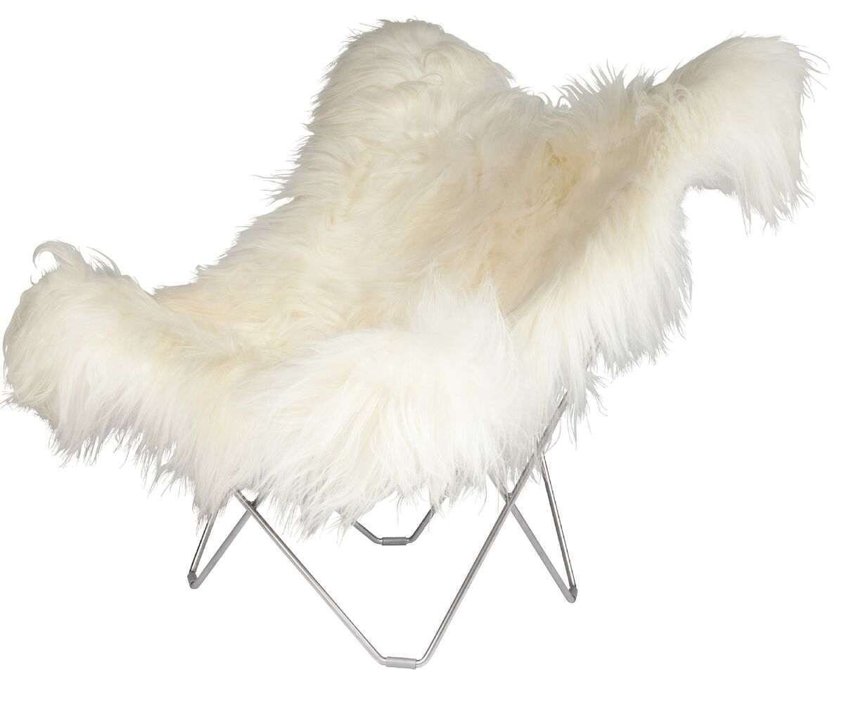 Cuero Iceland Mariposa Wild White lepakkotuoli, kromi jalka