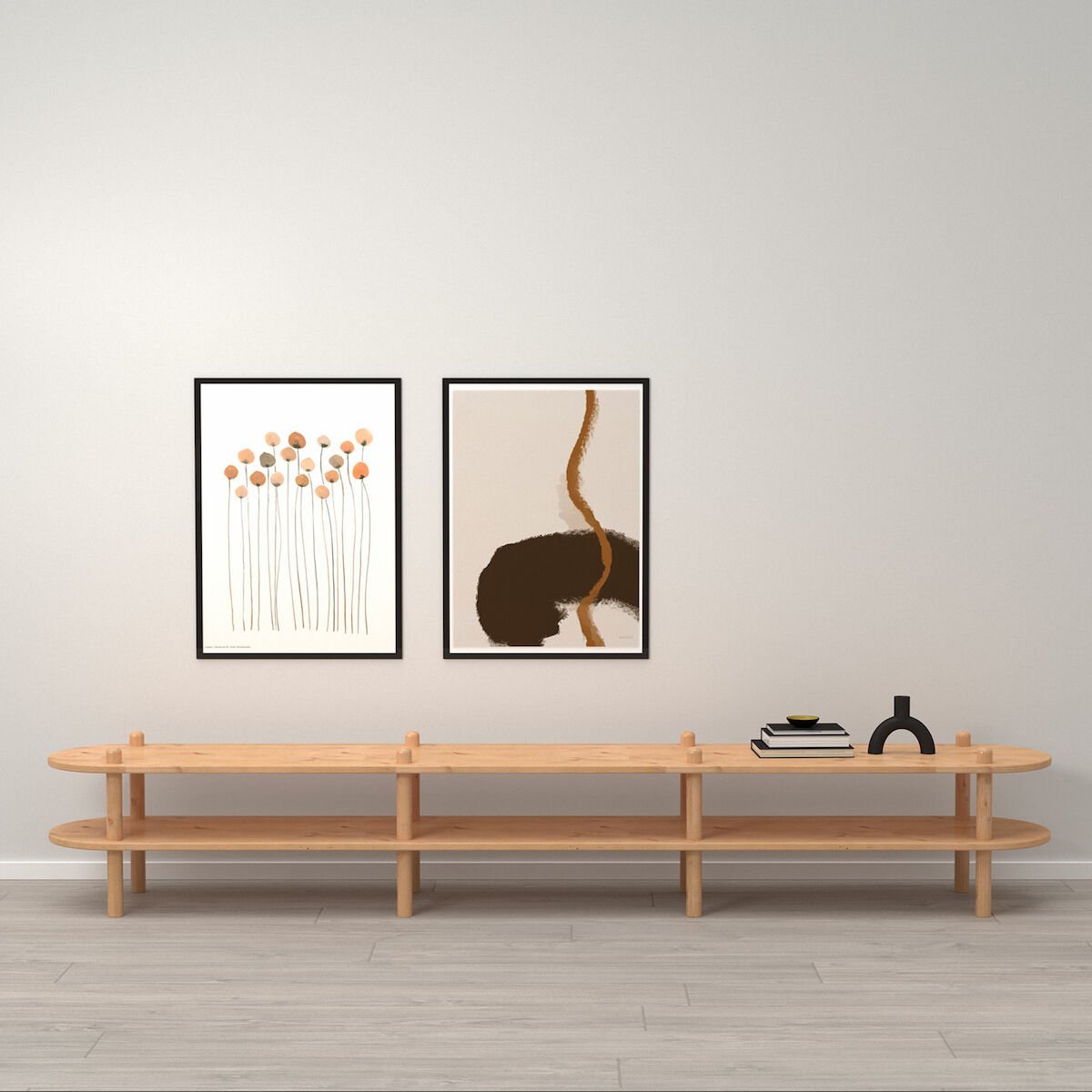 Askel matala tv-taso 230x35x38 cm hiekka