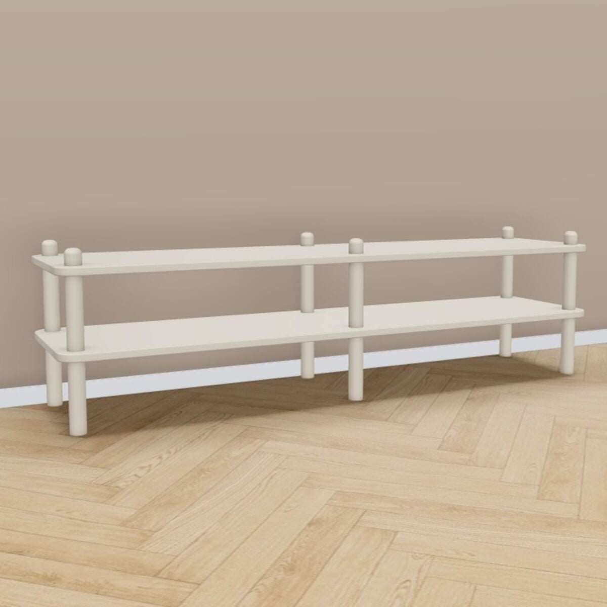 Askel matala tv-taso 138x35x38 cm greige