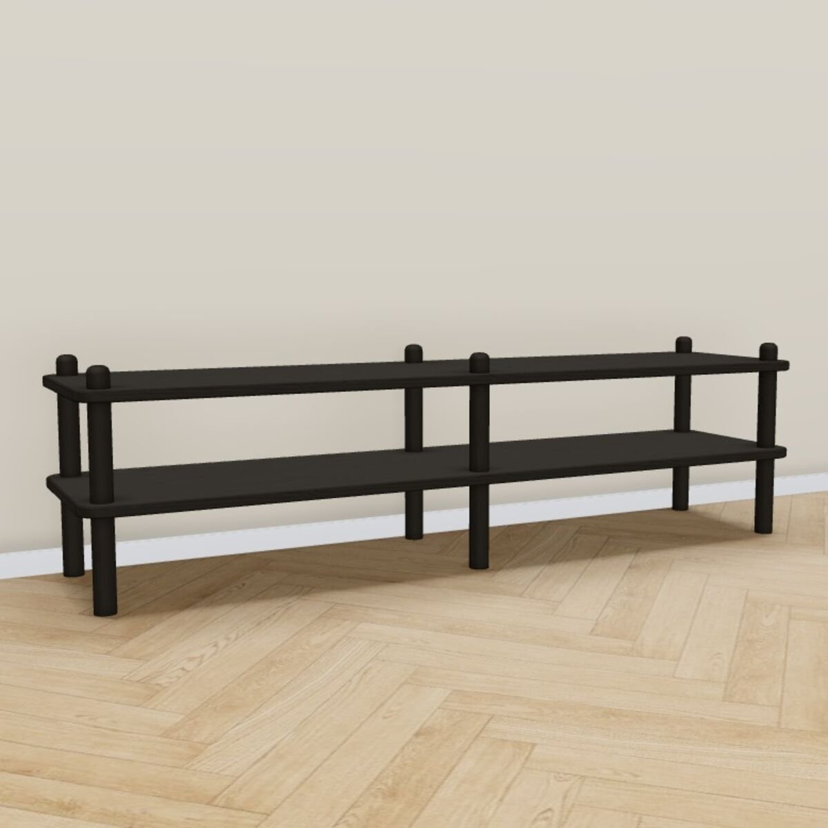 Askel matala tv-taso 138x35x38 cm hiili