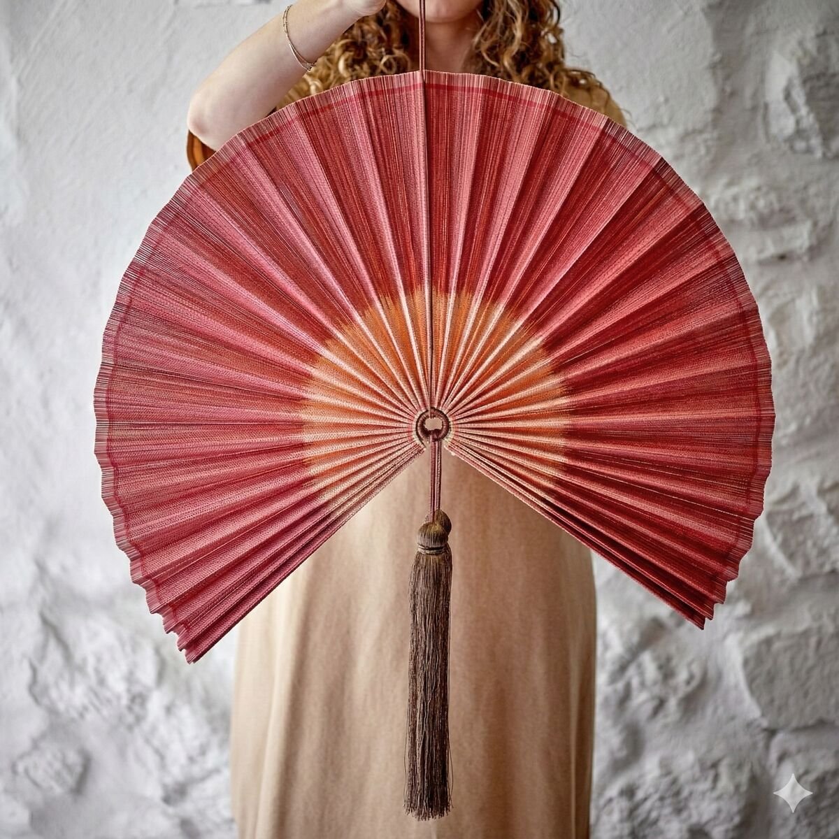 Bloomingville Jaime bambuseinäkoriste 75x70 cm ruusunpunainen