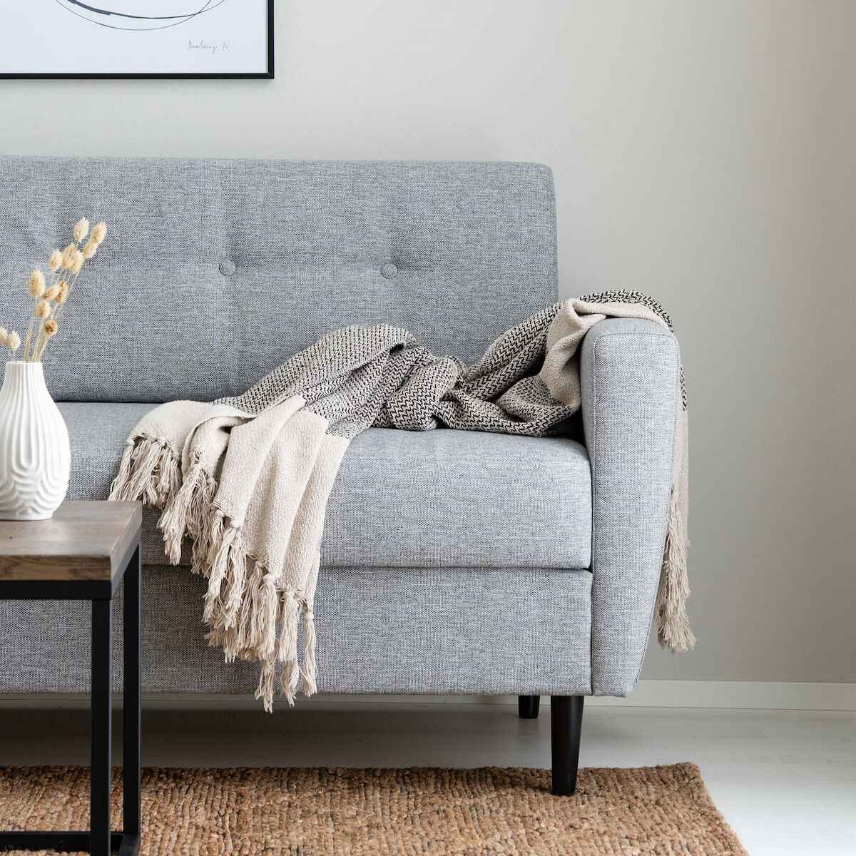 Bloomingville Matt torkkupeitto 130x160 cm harmaa/beige