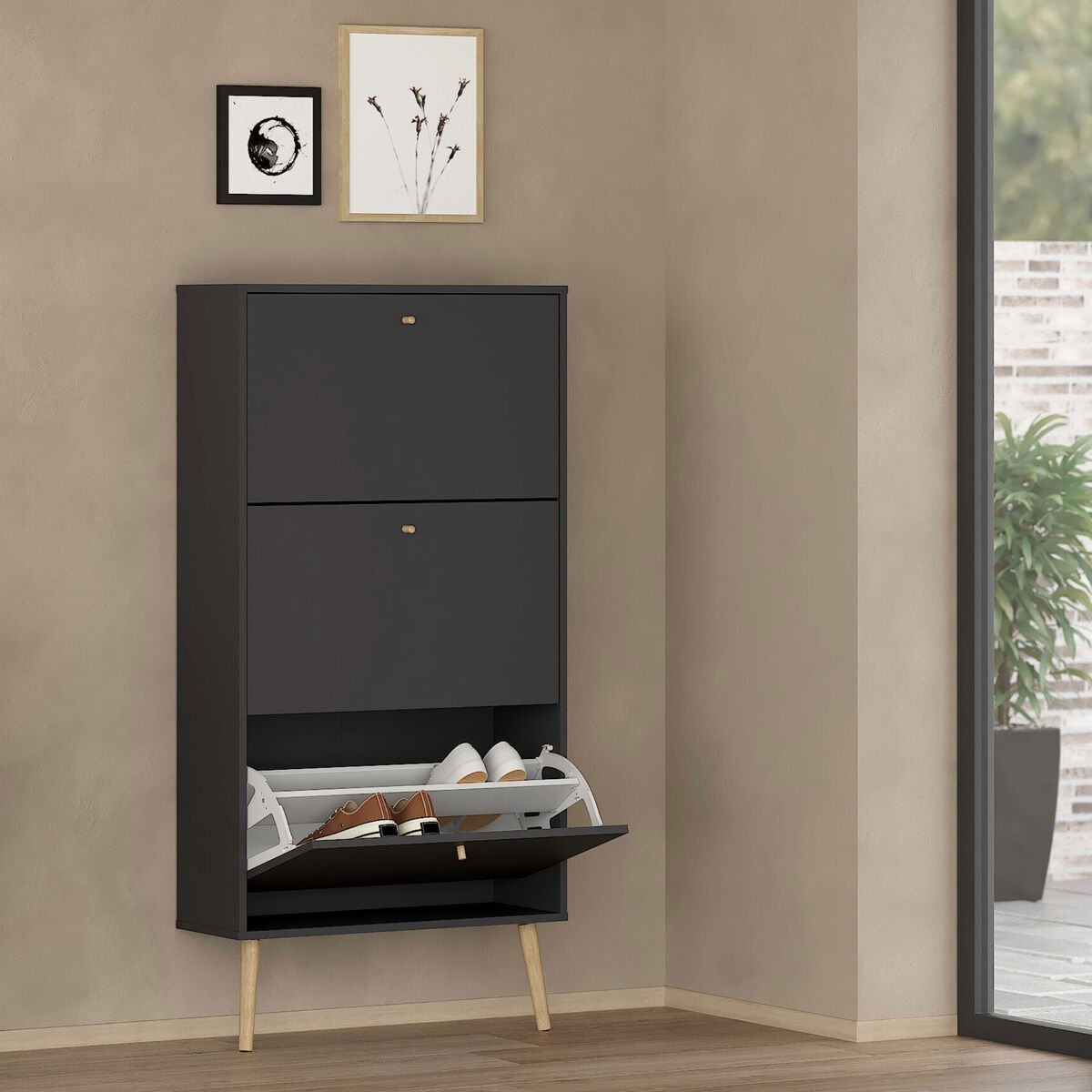 Bodo kenkäkaappi 3-laatikolla tummanharmaa