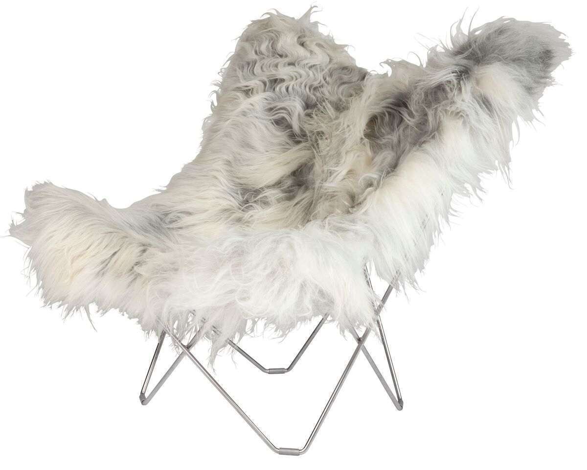 Cuero Iceland Mariposa Wild Grey lepakkotuoli, kromi jalka