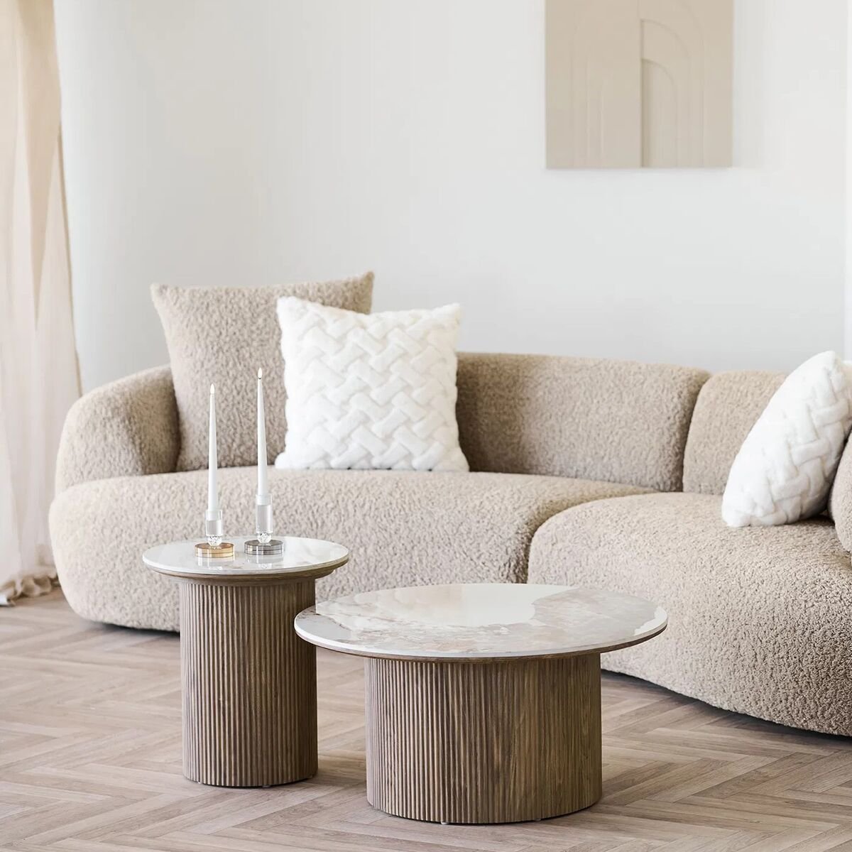 House Nordic Athens pyöreä sohvapöytä ø80 cm ruskea/valkoinen