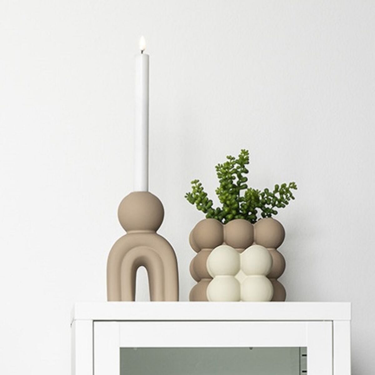 House Nordic Aari kynttilänjalka vaaleanruskea