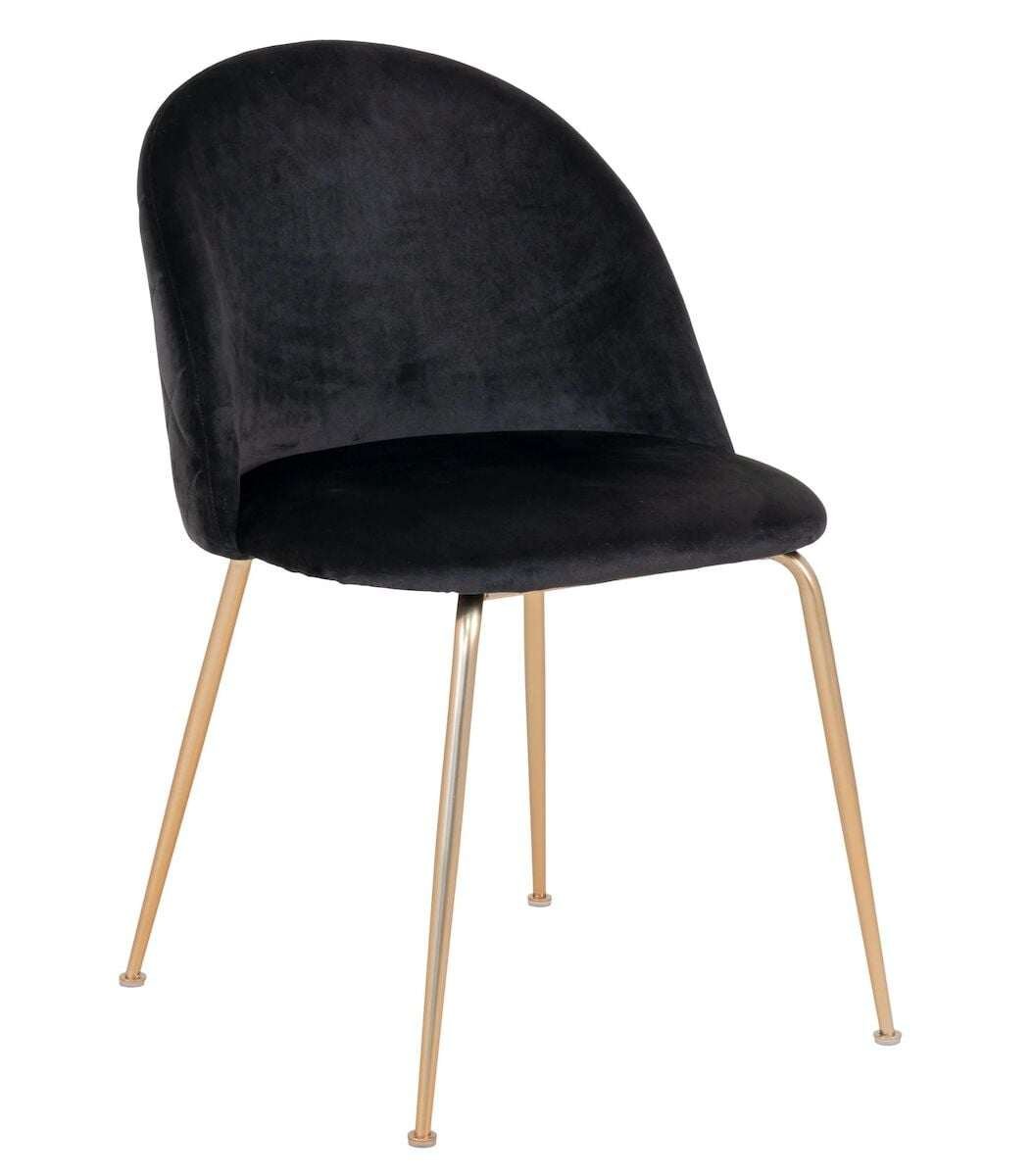 House Nordic Geneve samettituoli musta, messinki jalat