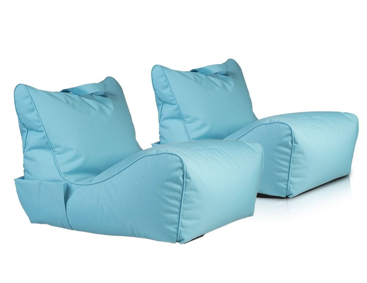 Jade Outdoor säkkituolit 2 kpl setti vaaleansininen