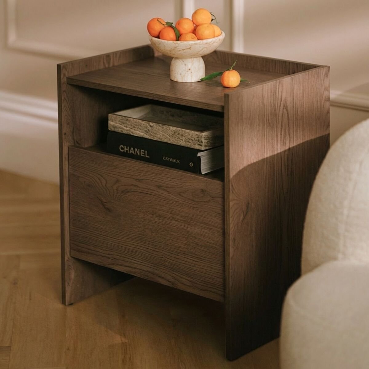 Japandi yöpöytä 53x38x60 cm tummanruskea