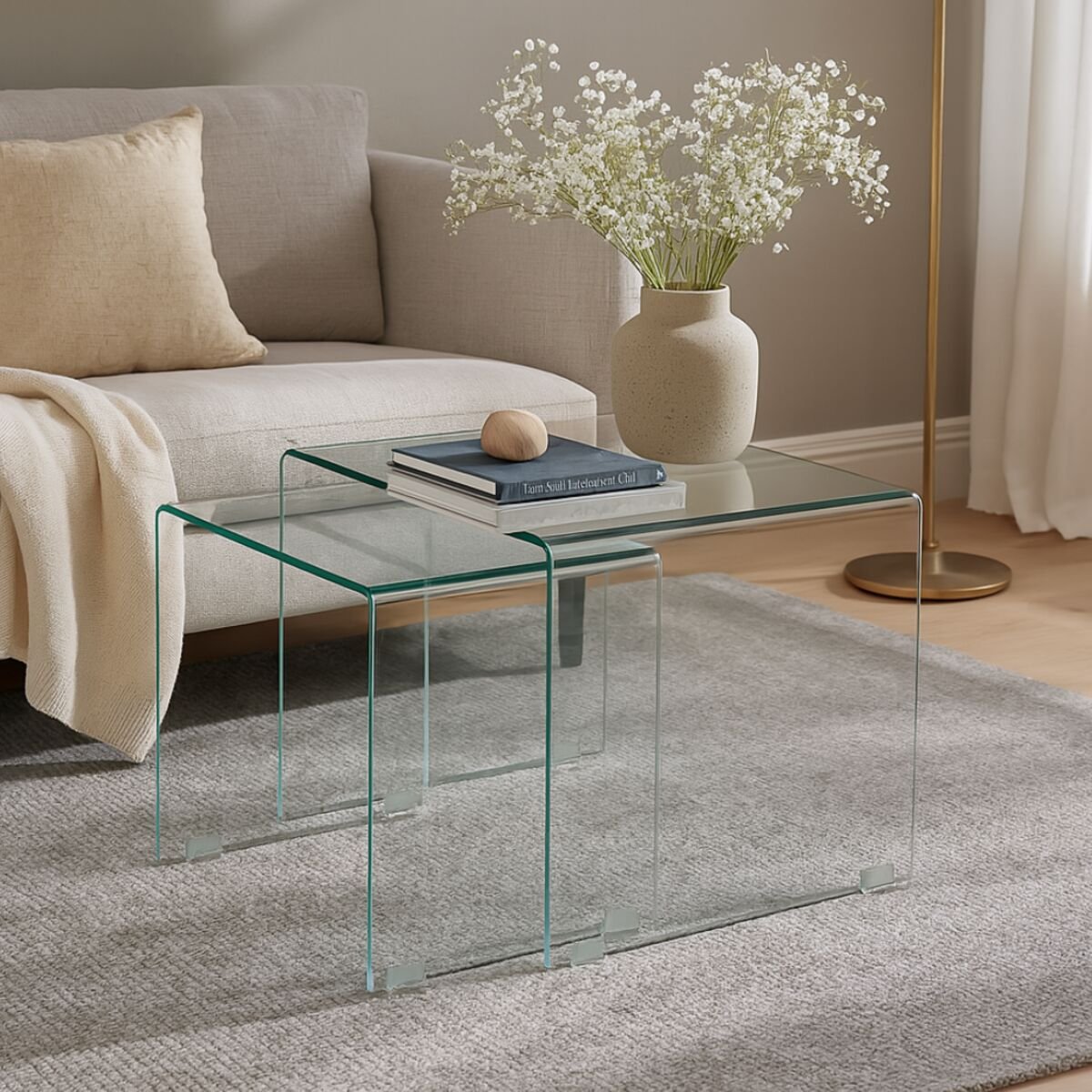 Kide 2-osainen sarjapöytä kirkas lasi