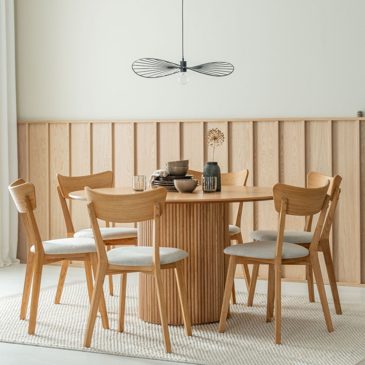 Korpi-Koto 6-hengen pyöreä ruokailuryhmä tammi/hiekka chelsea 05