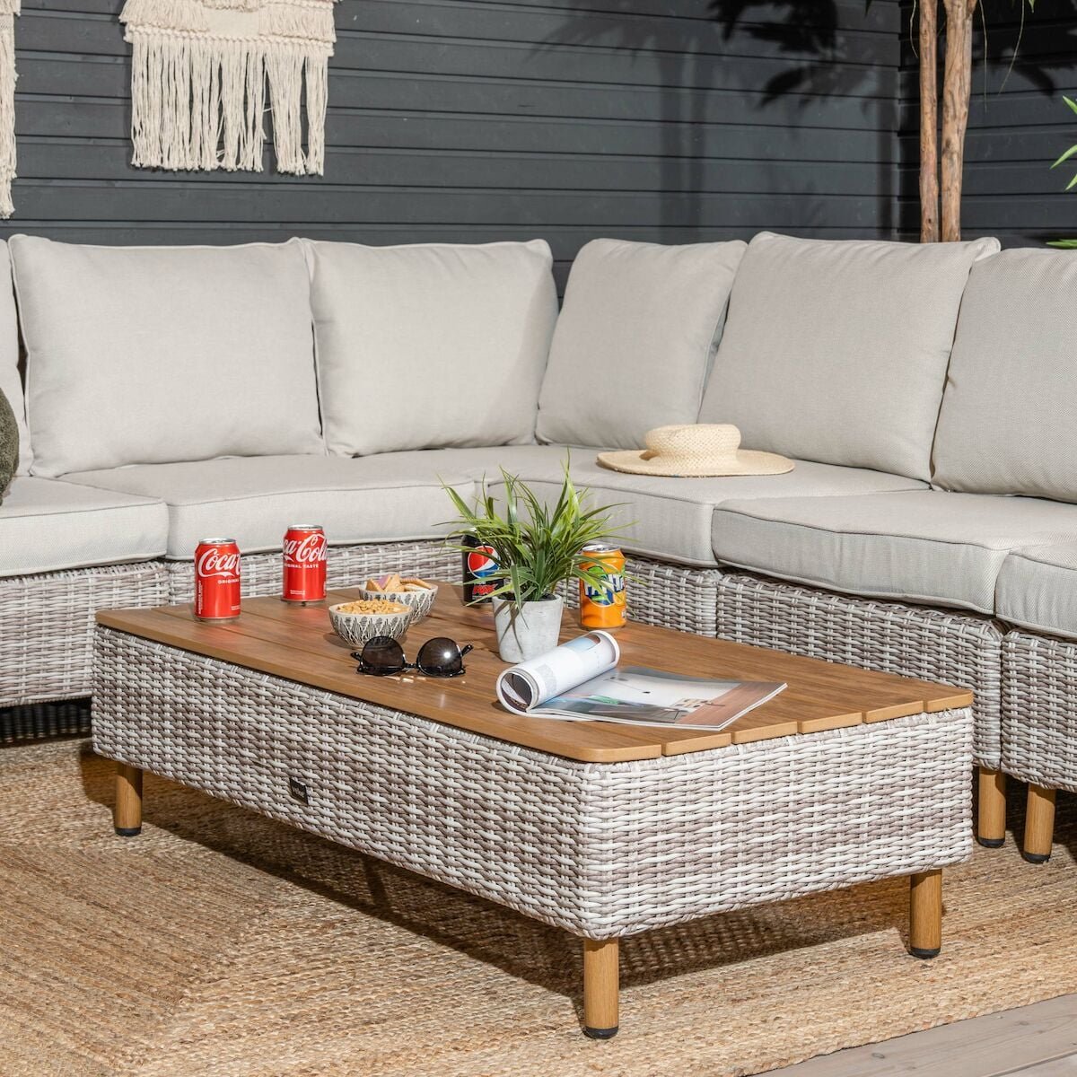 Lehdokki sohvapöytä 120x60 cm greige/luonnonväri