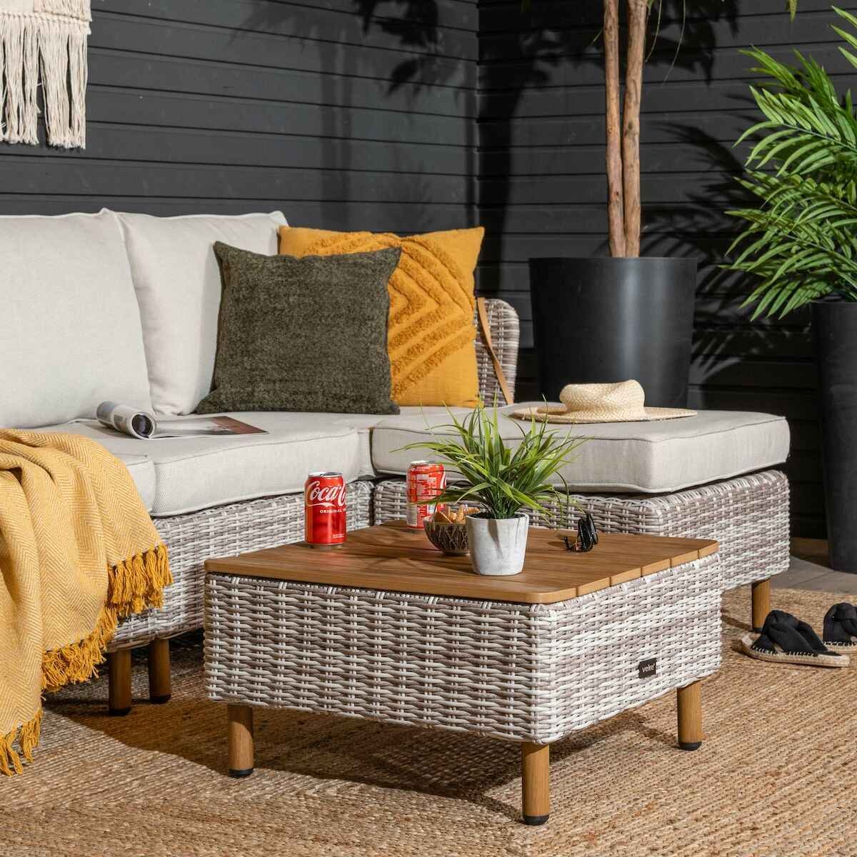 Lehdokki sohvapöytä 60x60 cm greige/luonnonväri