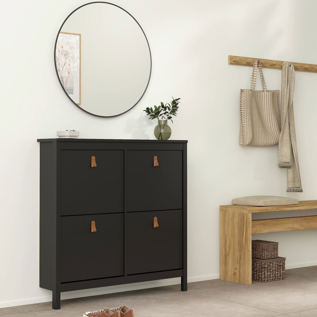 Madrid kenkäkaappi 4-laatikolla musta