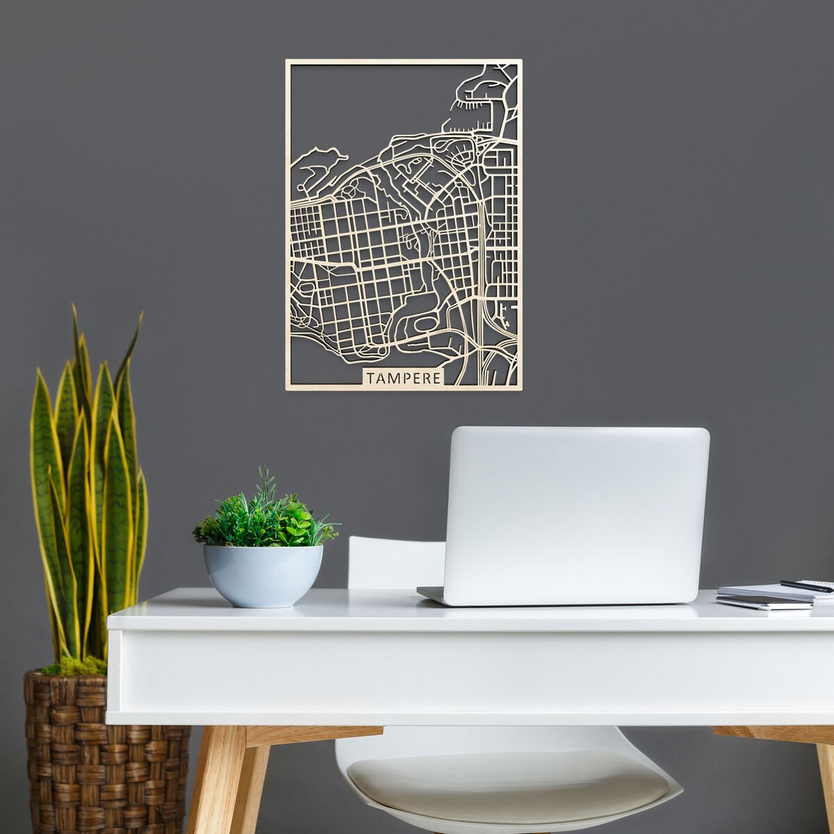 Papurino Tampere karttataulu 40x56 cm puunvärinen