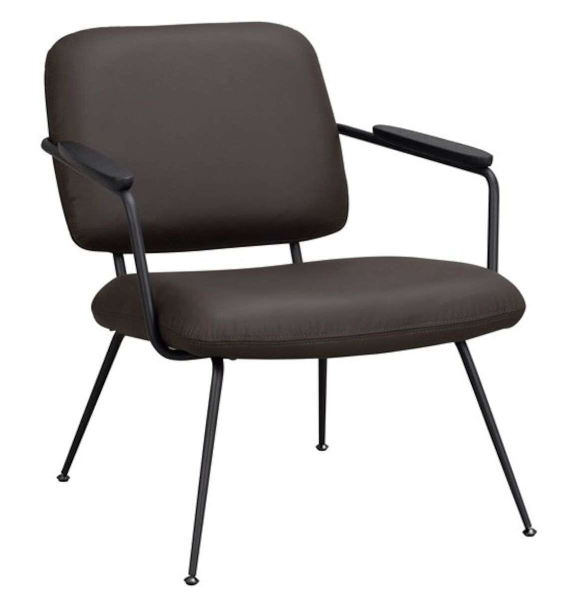 Rowico Home Prescott lounge tuoli ruskea nahka/musta metalli
