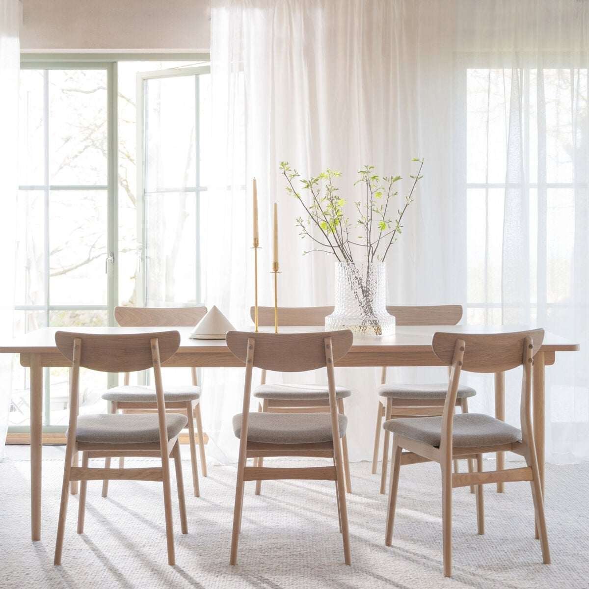 Rowico Home Fairmount ruokapöytä 220x95 cm beige HPL/valkopesty tammi