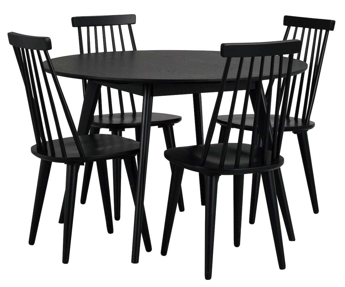 Rowico Home Yumi-Lotta 4-hengen pyöreä ruokailuryhmä musta