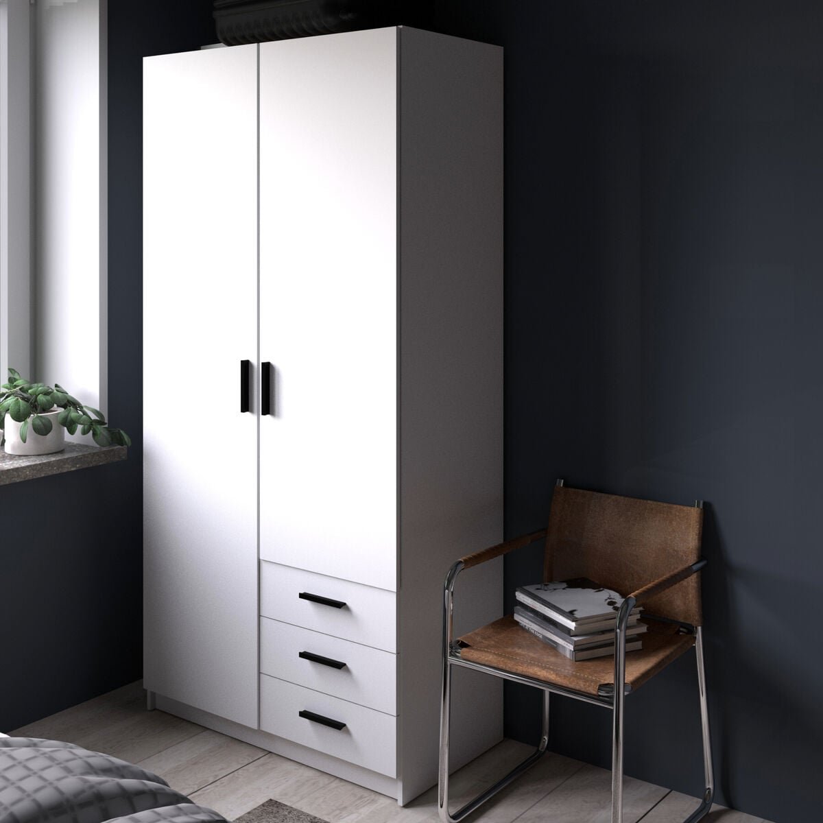 Sprint vaatekaappi 99x50x200 cm valkoinen