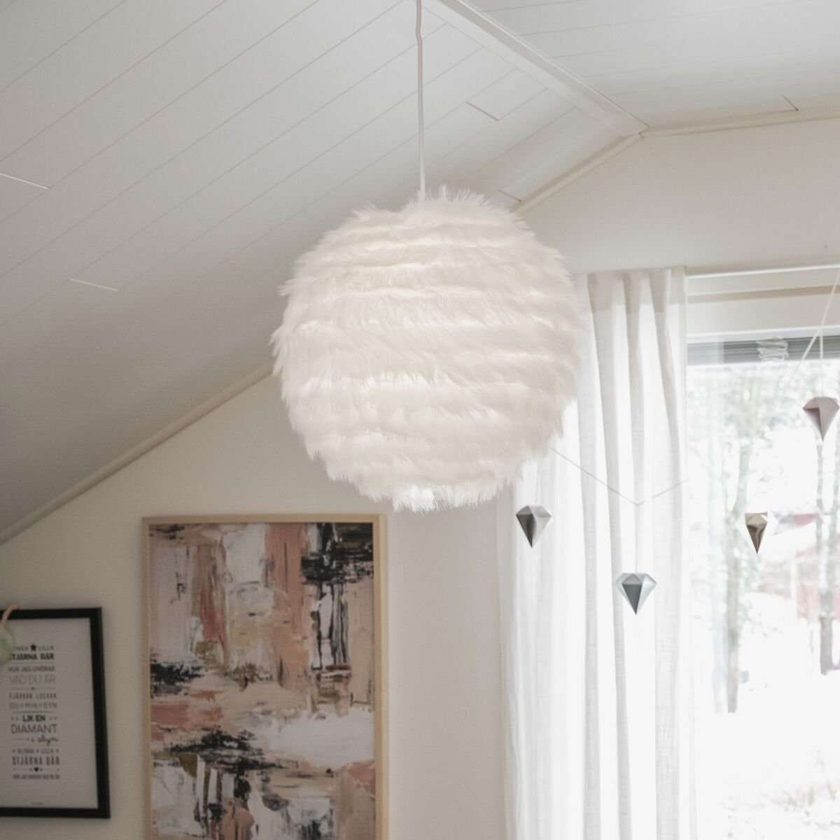 Trio Furry riippuvalaisin Ø35 cm valkoinen