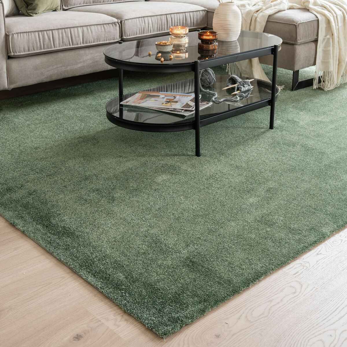 VM Carpet Hattara matto 80x300 cm tummanvihreä, ilman kanttausta