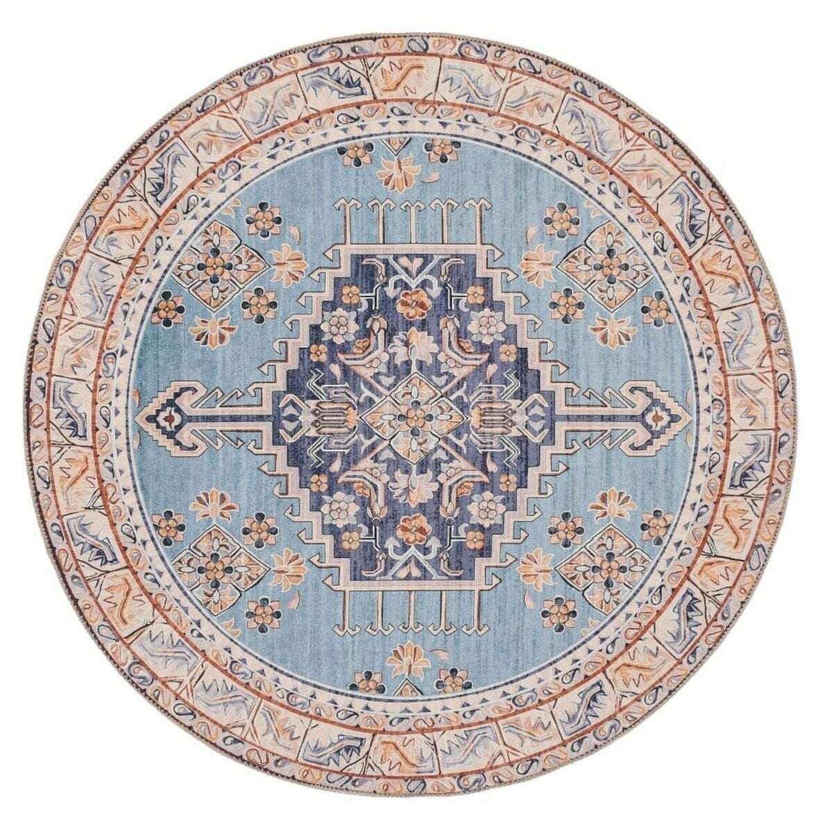 Jaipur matto 200 cm pyöreä sininen
