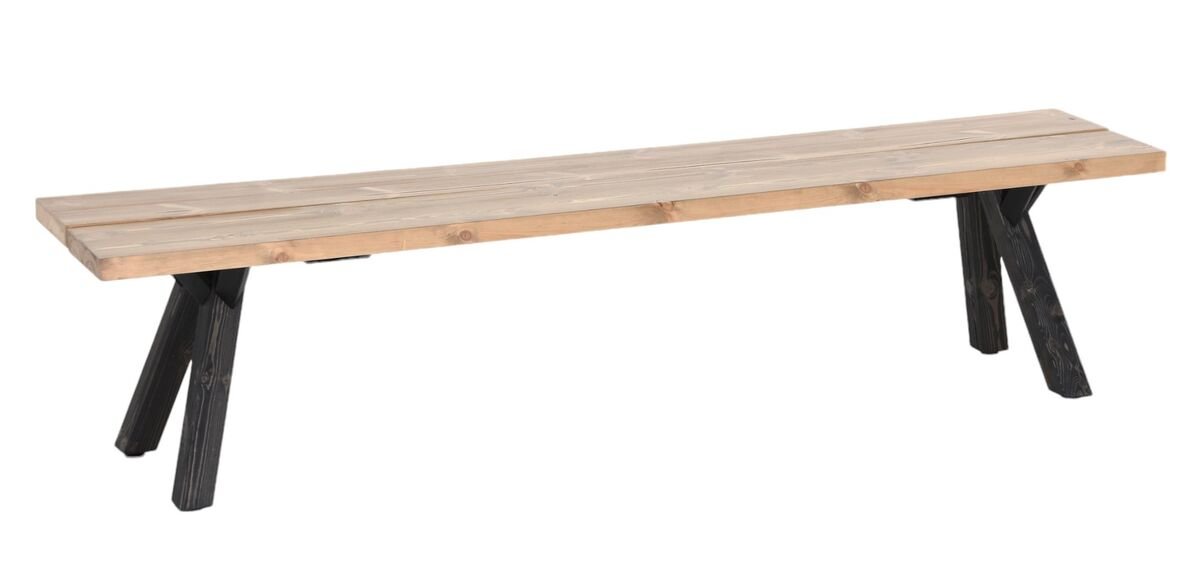 Lana penkki suoralla reunalla 200x40 cm antiikkipetsattu/musta