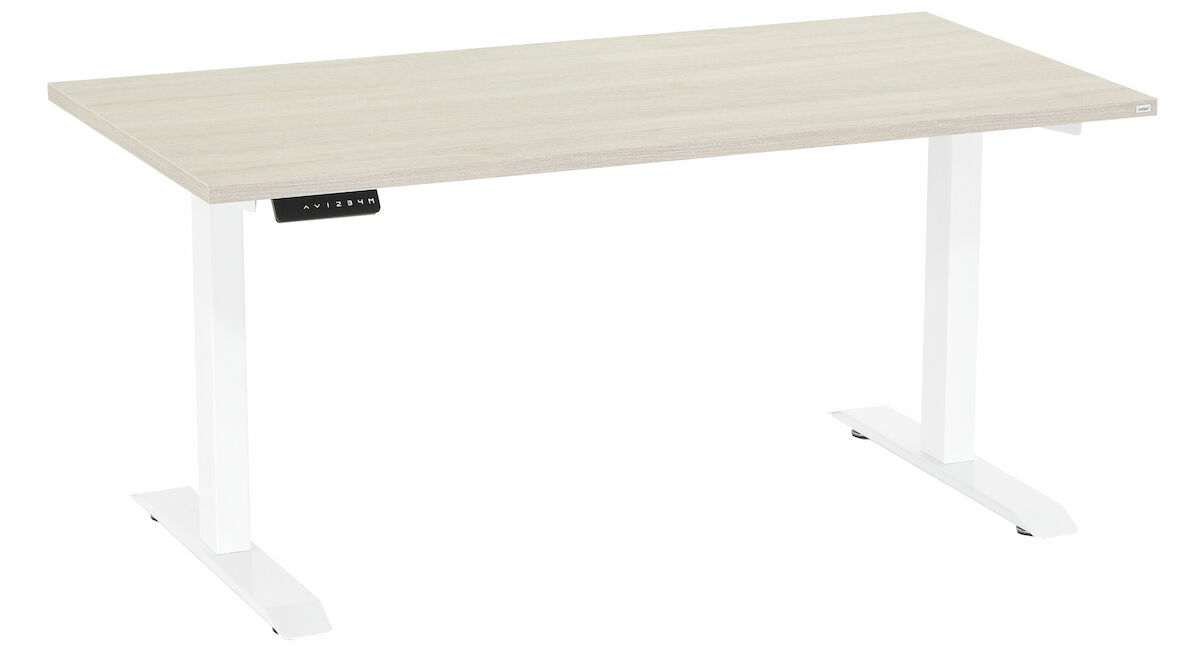 Office sähköpöytä 160x80 cm hopea jalava valkoinen jalka