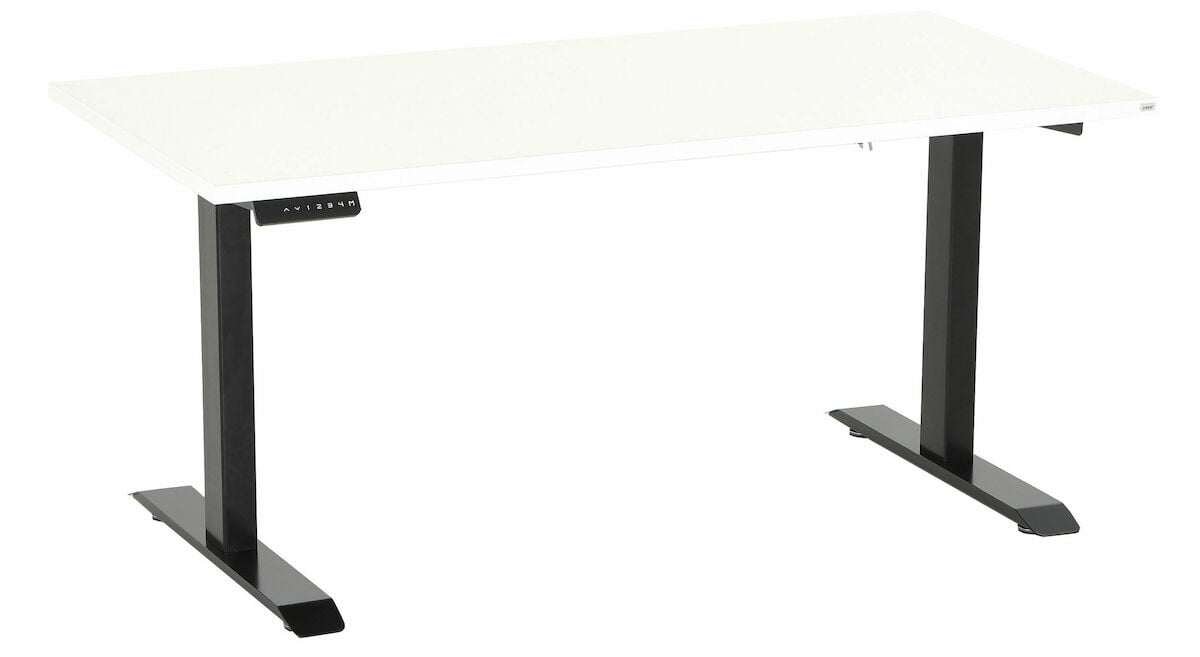 Office sähköpöytä 115x67 cm valkoinen musta jalka