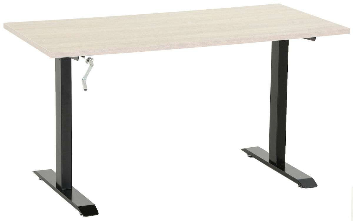 Office veivattava säätöpöytä 135x67 cm hopea jalava musta jalka