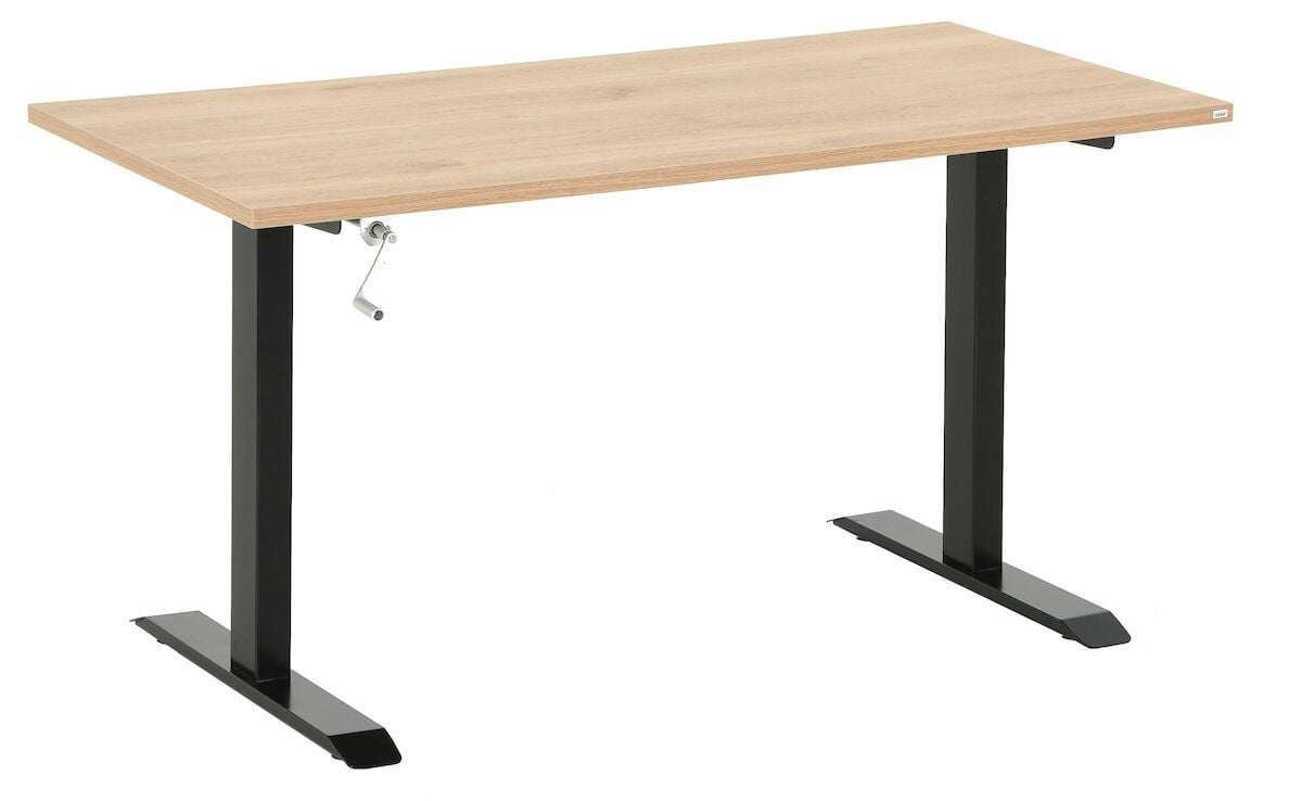 Office veivattava säätöpöytä 120x70 cm tammi musta jalka