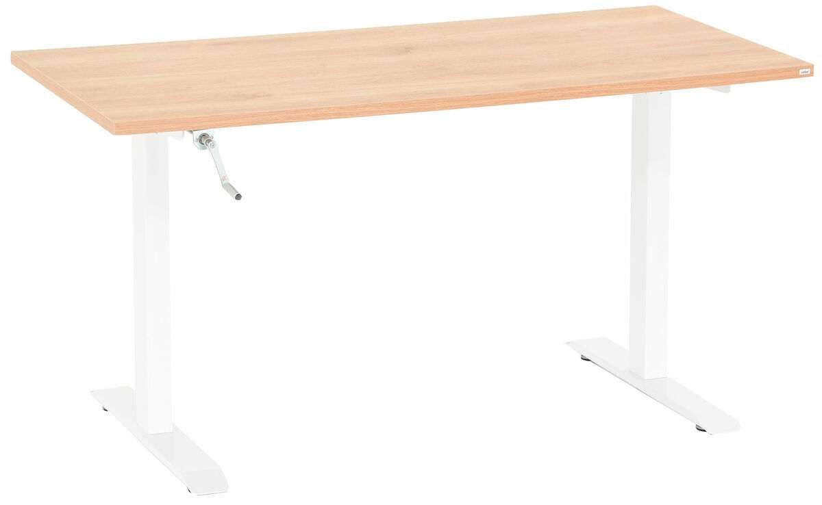 Office veivattava säätöpöytä 135x67 cm tammi valkoinen jalka