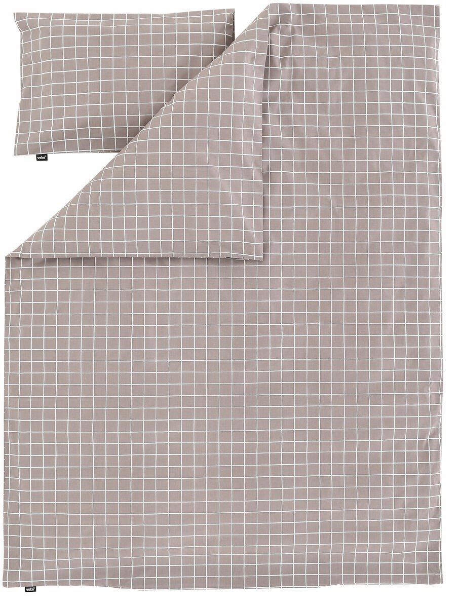 Ruutu lasten pussilakanasetti 120x160 cm + 40x60 cm harmaa/valkoinen