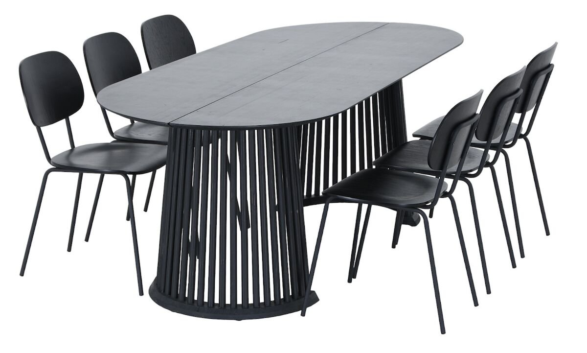 Suoma-Amira 6-hengen ovaali ruokailuryhmä musta