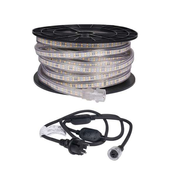 LED-nauha / Työvalo AGGE 230V - 1500 lm/m, 20 m, Nauha virtajohdolla (4000K)