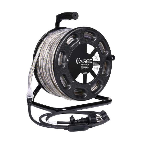 LED-nauha / Työvalo AGGE 230V - 1500 lm/m, 25 m - Kela, Nauha virtajohdolla (4000K)
