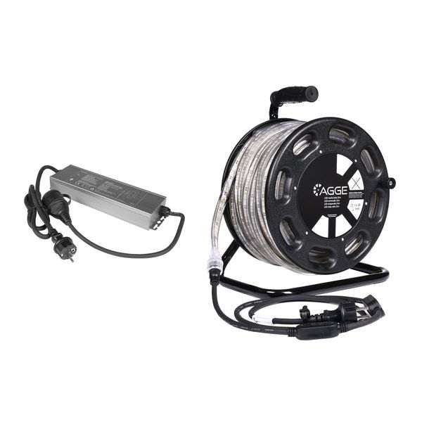 LED-nauha / Työvalo AGGE 230V - 1500 lm/m, 25 m - Kela, Nauha virtajohdolla (4000K) + Emergency PowerBank