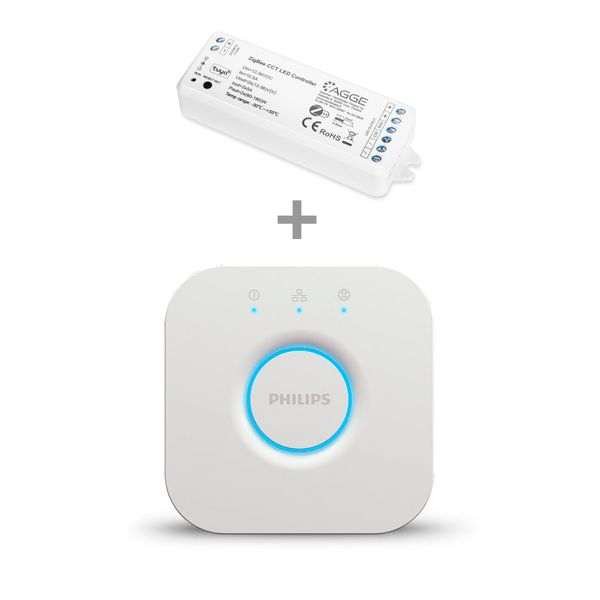 LED-nauhan puhelinohjain, värilämpötilasäädettävä, AGGE CCT, Zigbee, Ohjausyksikkö + Philips Hue Bridge