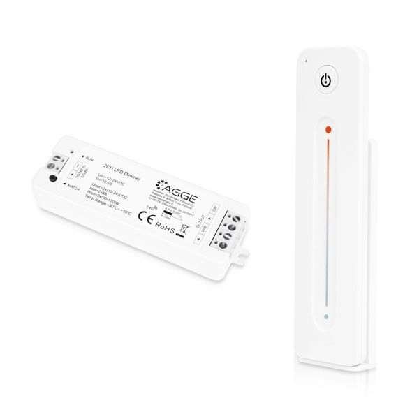 LED-nauhan kaukosäädin AGGE CCT Touch Slide, RF 2.4 GHz, Valkoinen kaukosäädin + Ohjausyksikkö