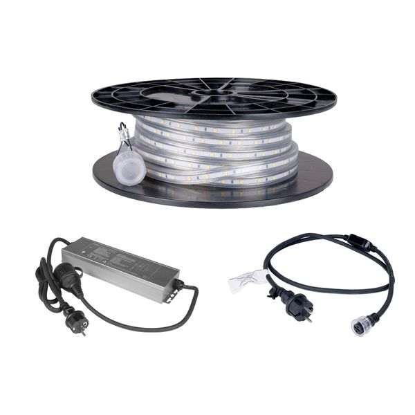 LED-nauha / Työvalo AGGE Lite 230V - 400 lm/m, 10 m, Nauha virtajohdolla (4000K) + Emergency PowerBank