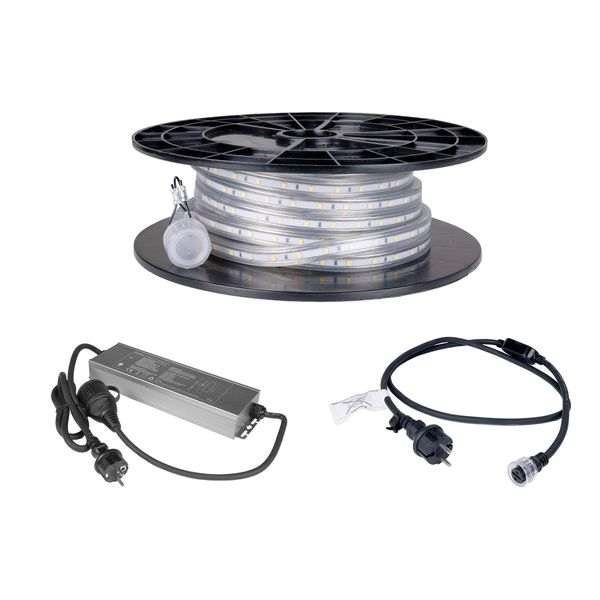 LED-nauha / Työvalo AGGE Lite 230V - 400 lm/m, 10 m, Nauha virtajohdolla (3000K) + Emergency PowerBank