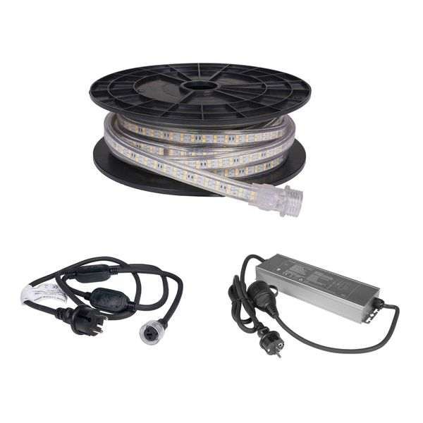 LED-nauha / Työvalo AGGE 230V - 1500 lm/m, 10 m, Nauha virtajohdolla (3000K) + Emergency PowerBank