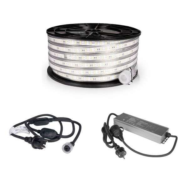 LED-nauha / Työvalo AGGE 230V - 1500 lm/m, 25 m, Nauha virtajohdolla + Emergency PowerBank