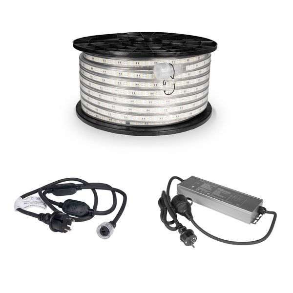 LED-nauha / Työvalo AGGE 230V - 1500 lm/m, 50 m, Nauha virtajohdolla + Emergency PowerBank